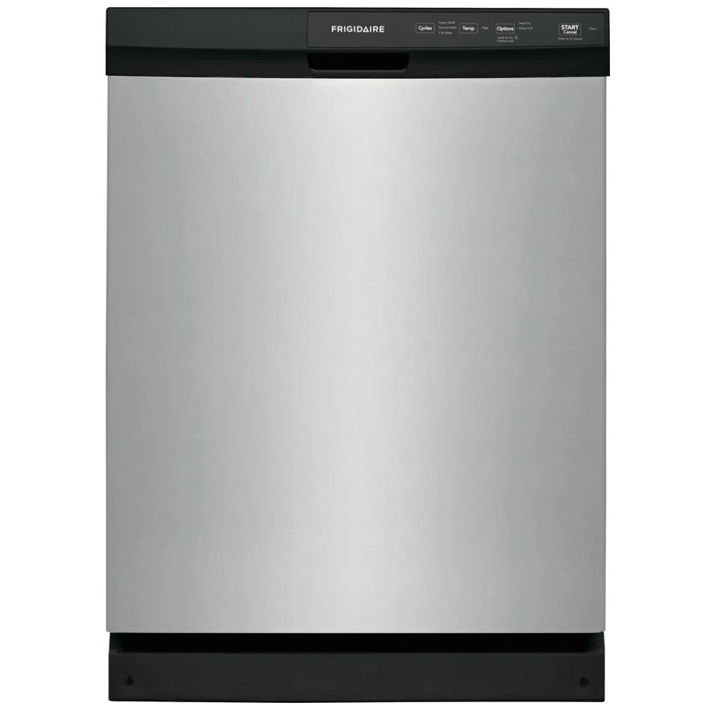Frigidaire FFCD2413US Dishwasher, 24 inch Exterior Width, 55 dB Decibel Level, Full Console, 3 Wash Cycles, 14 Capacity (Place Settings), Hard Food Disposal, 2 Loading Racks, Stainless Steel colour