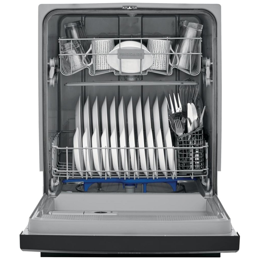Frigidaire FFCD2413US Dishwasher, 24 inch Exterior Width, 55 dB Decibel Level, Full Console, 3 Wash Cycles, 14 Capacity (Place Settings), Hard Food Disposal, 2 Loading Racks, Stainless Steel colour
