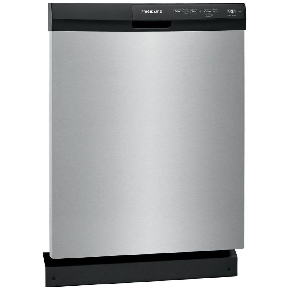 Frigidaire FFCD2413US Dishwasher, 24 inch Exterior Width, 55 dB Decibel Level, Full Console, 3 Wash Cycles, 14 Capacity (Place Settings), Hard Food Disposal, 2 Loading Racks, Stainless Steel colour
